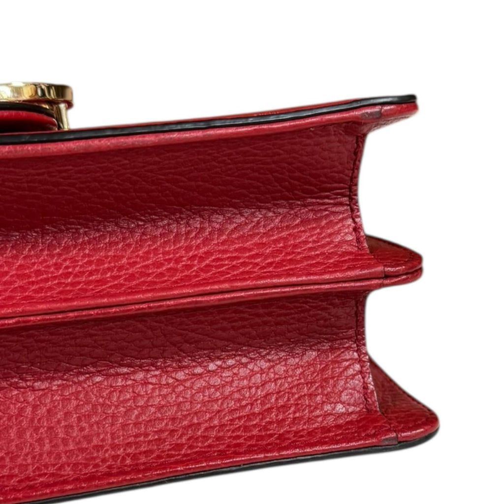 Gucci Red Color Leather Shoulder Bag (Pre-Owned)