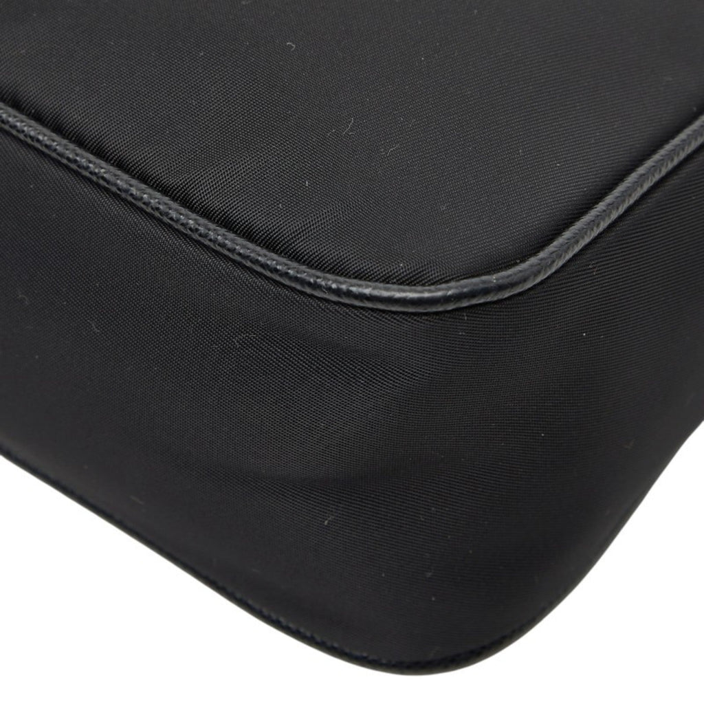 Prada Black Nylon Leather Handbag Shoulder Bag (Pre-Owned)
