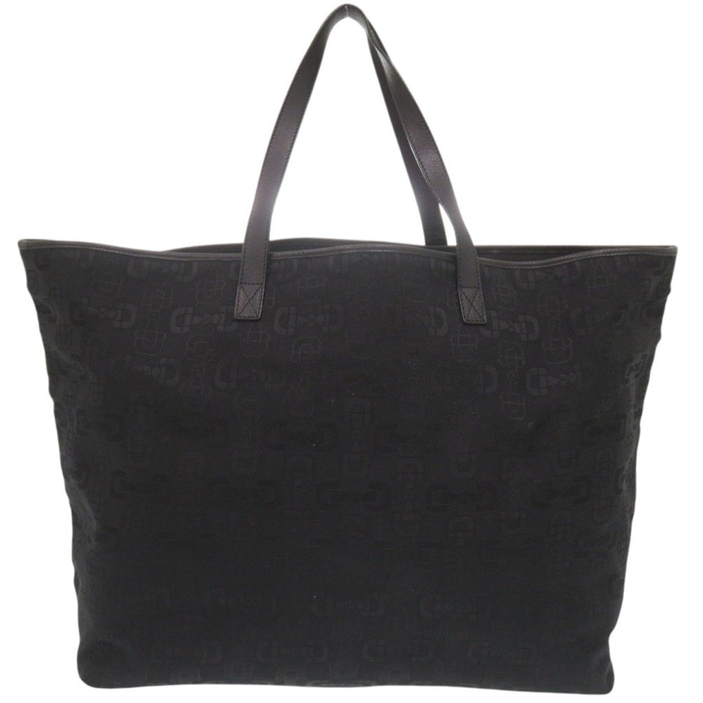 Gucci Black Canvas Leather Tote Bag (Pre-Owned)