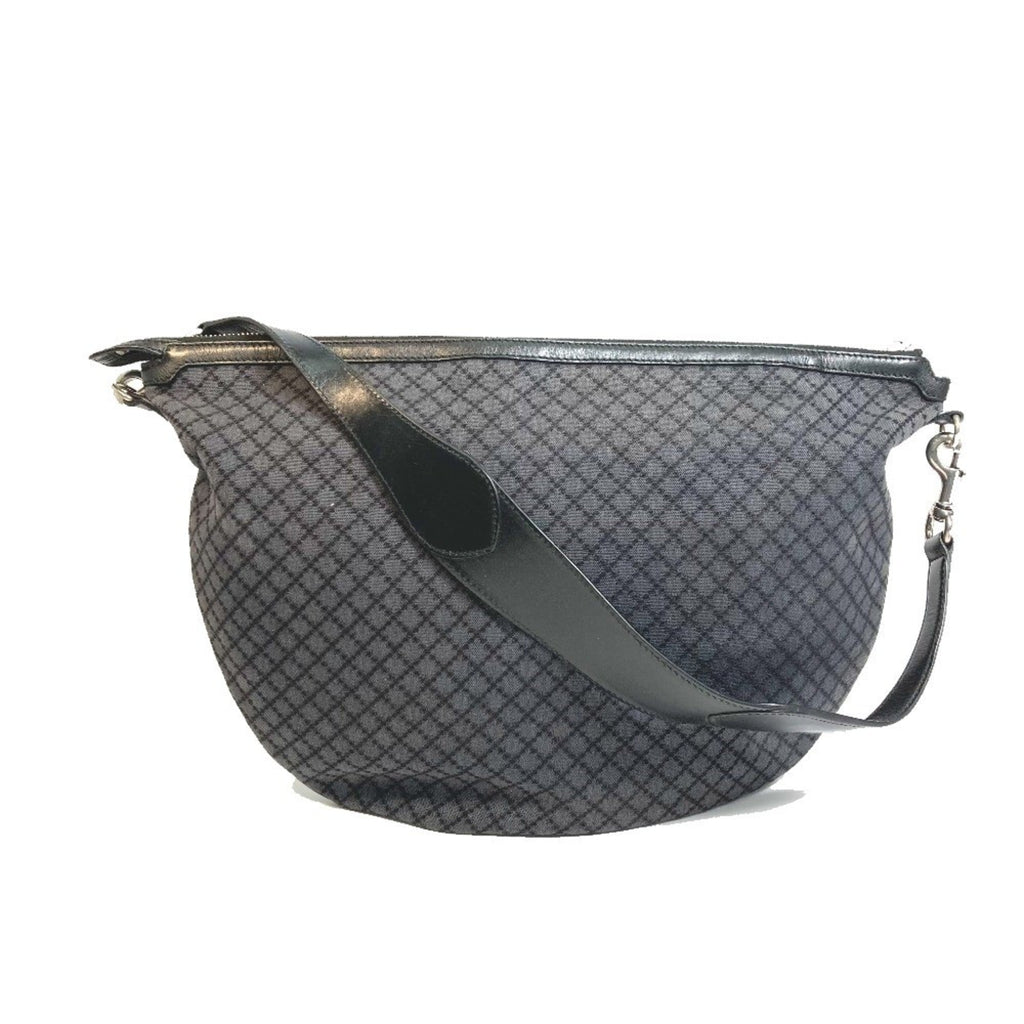 Gucci Diamante Black Gray Canvas Shoulder Bag (Pre-Owned)