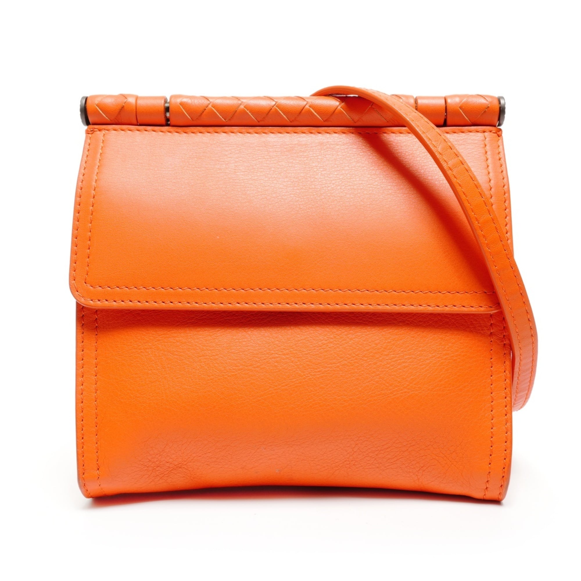 Bottega Veneta Intrecciato Orange Intrecciato Shoulder Bag (Pre-Owned)