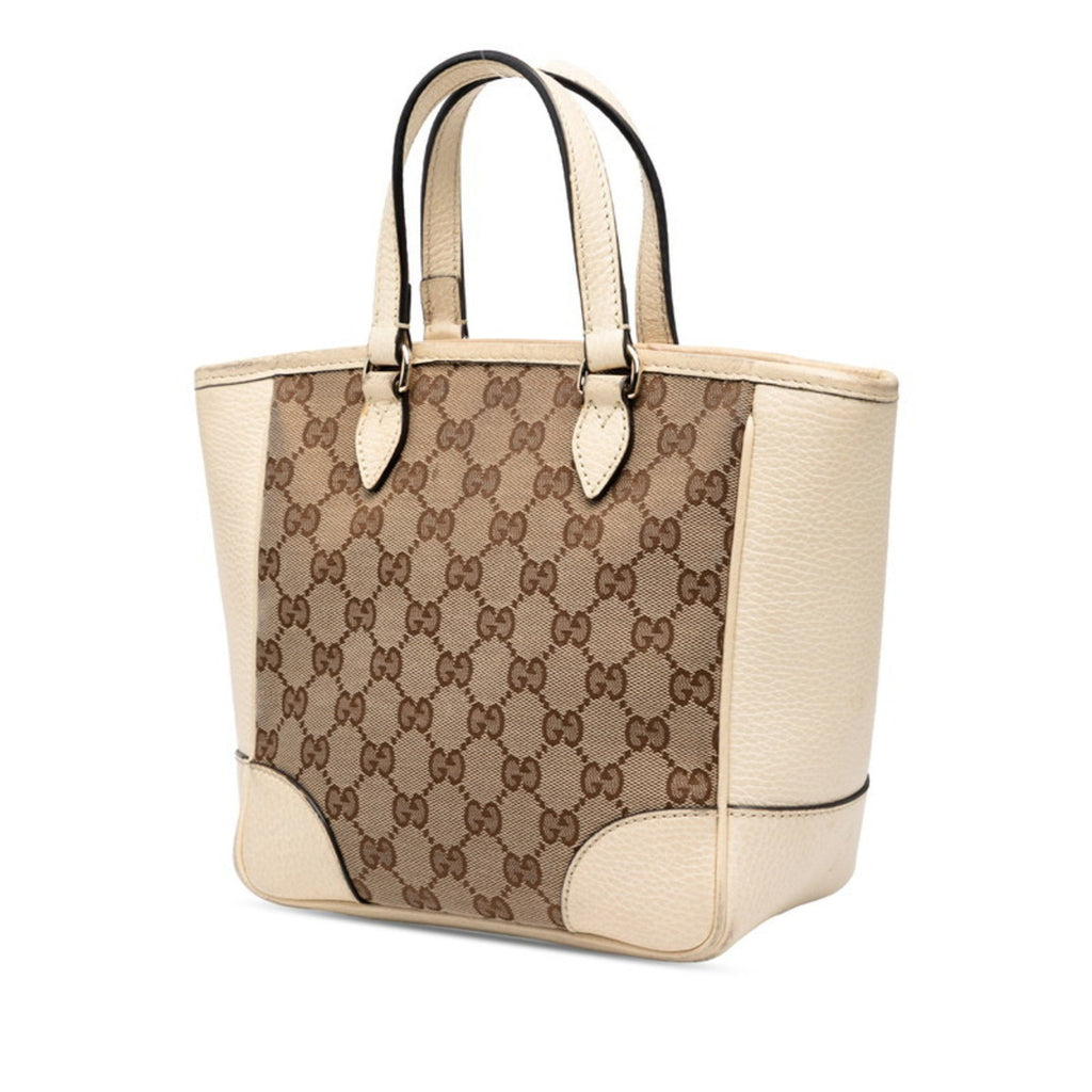 Gucci Beige Ivory Canvas Leather Handbag Shoulder Bag (Pre-Owned)