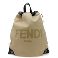 Fendi Beige Black Canvas Leather Backpack (Pre-Owned)