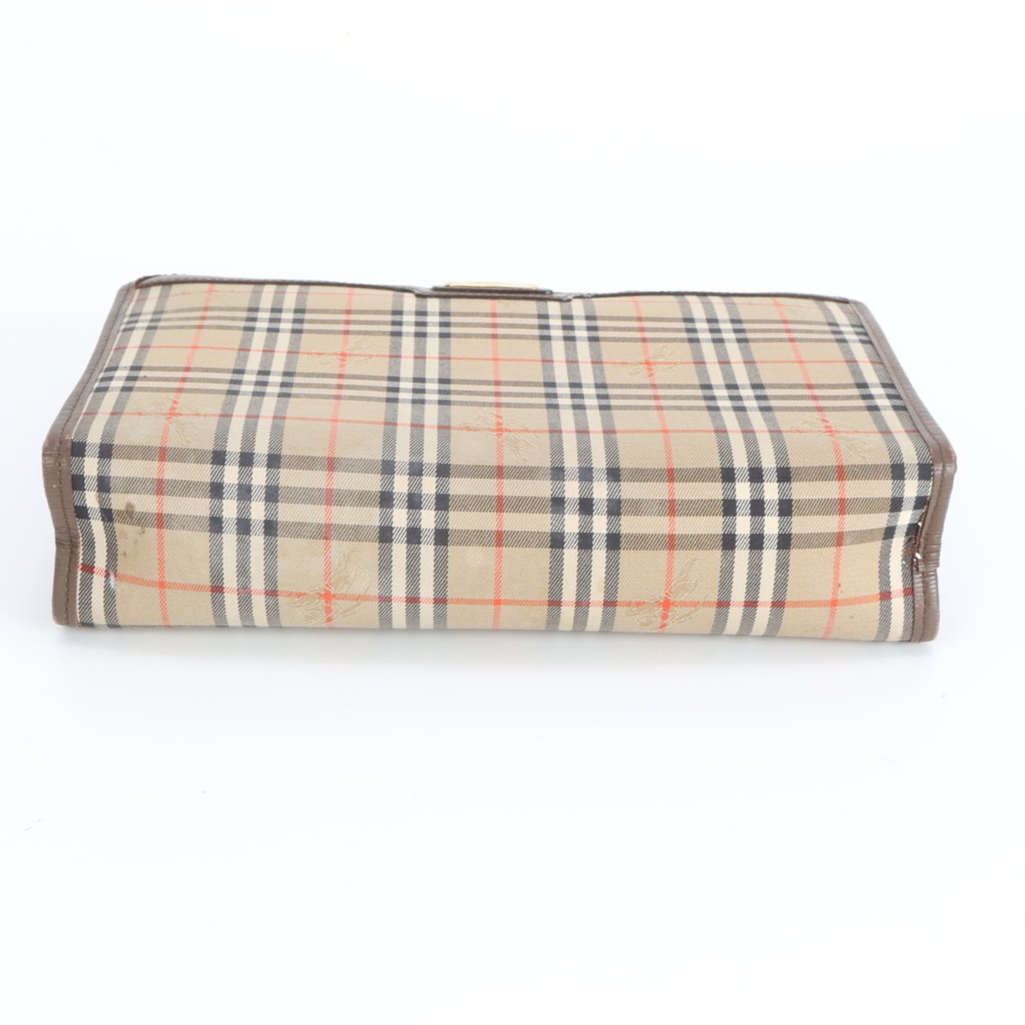 Burberry Brown Leather Canvas Pouch (Pre-Owned)
