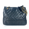 Chanel Black Gold Leather Shoulder Bag Tote Bag (Pre-Owned)