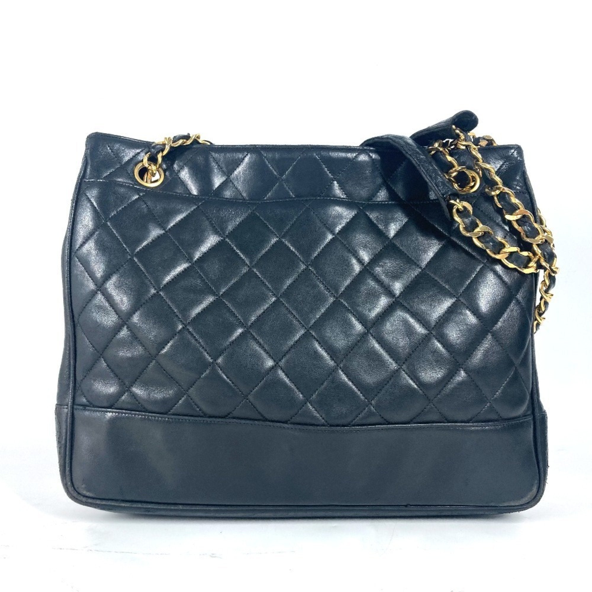 Chanel Black Gold Leather Shoulder Bag Tote Bag (Pre-Owned)