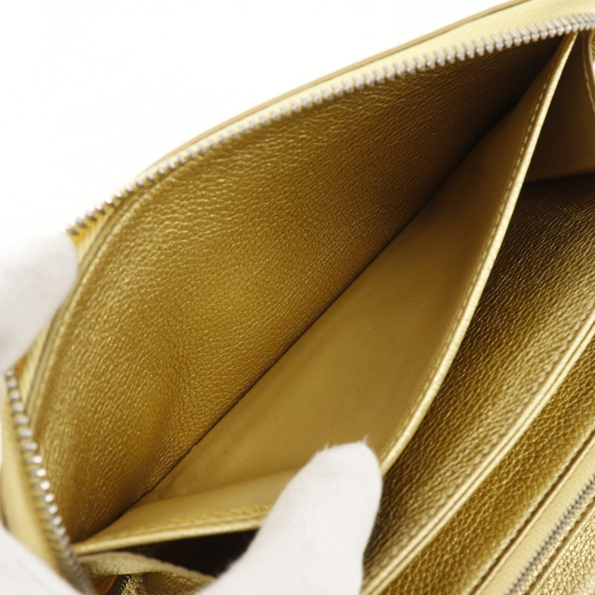 Louis Vuitton Gold Leather Long Wallet (Bi-Fold) (Pre-Owned)