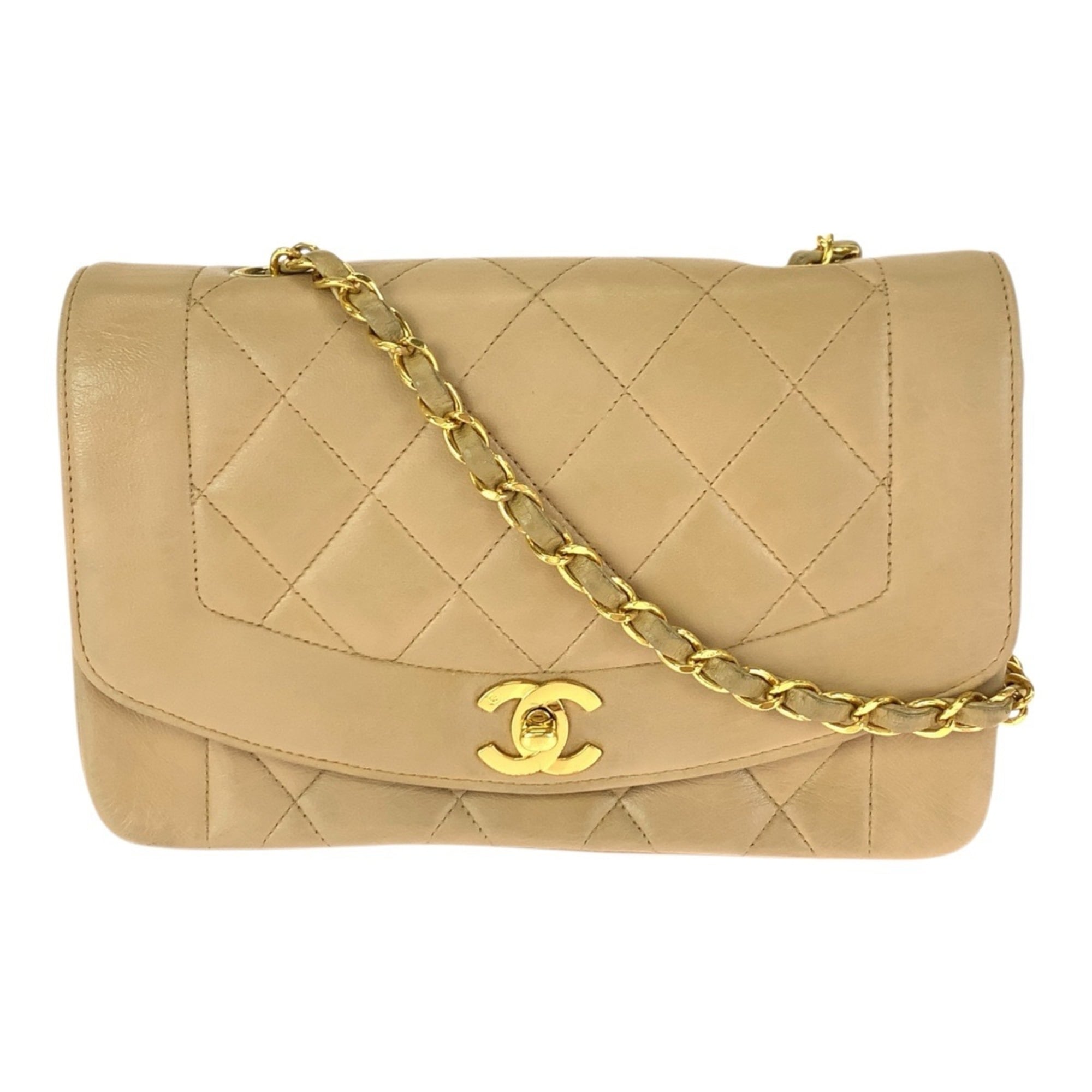 Chanel Matelasse Beige Leather Shoulder Bag (Pre-Owned)