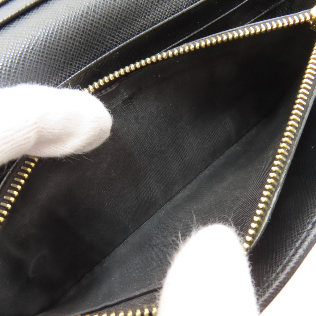 Prada Black Leather Long Wallet (Bi-Fold) (Pre-Owned)