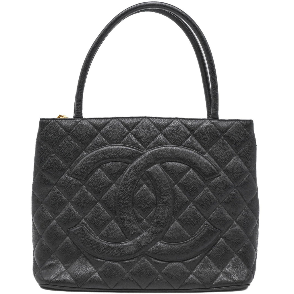Chanel Black Grained Calfskin Handbag Tote Bag (Pre-Owned)
