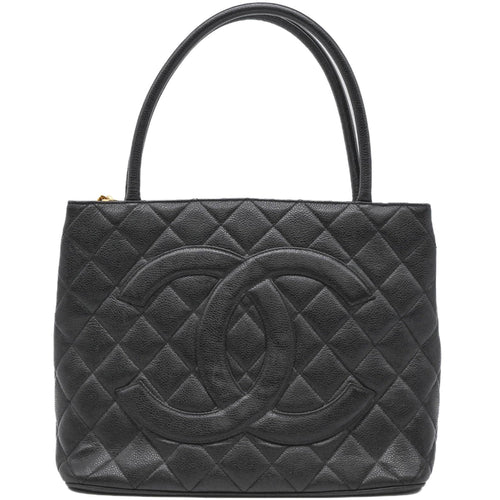 Chanel Black Grained Calfskin Handbag Tote Bag (Pre-Owned)