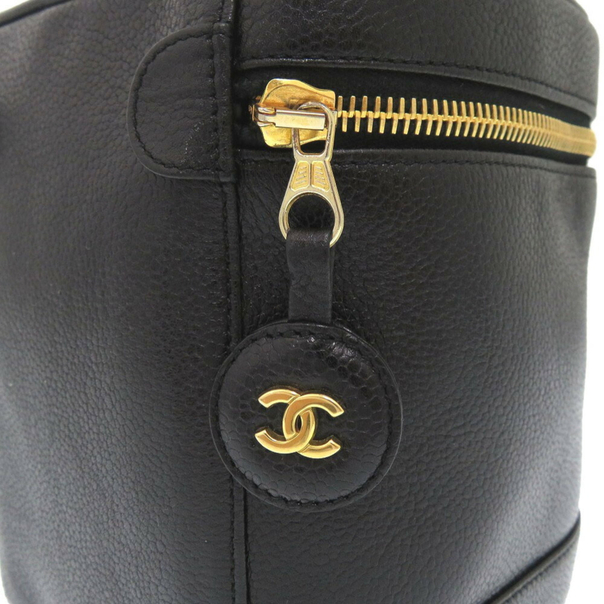 Chanel Black Grained Calfskin Handbag Vanity Bag (Pre-Owned)