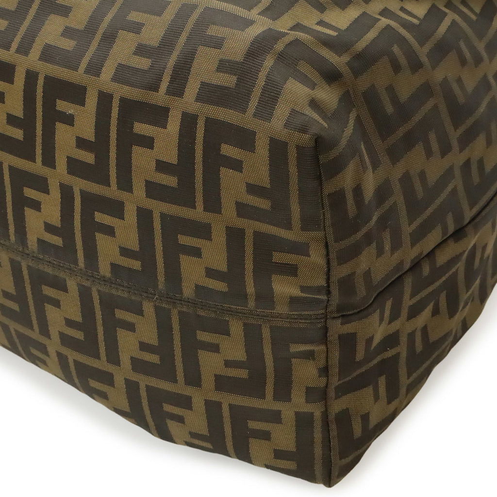 Fendi Brown Dark Brown Khaki Khaki Brown Zucca Nylon Canvas Shoulder Bag Tote Bag (Pre-Owned)