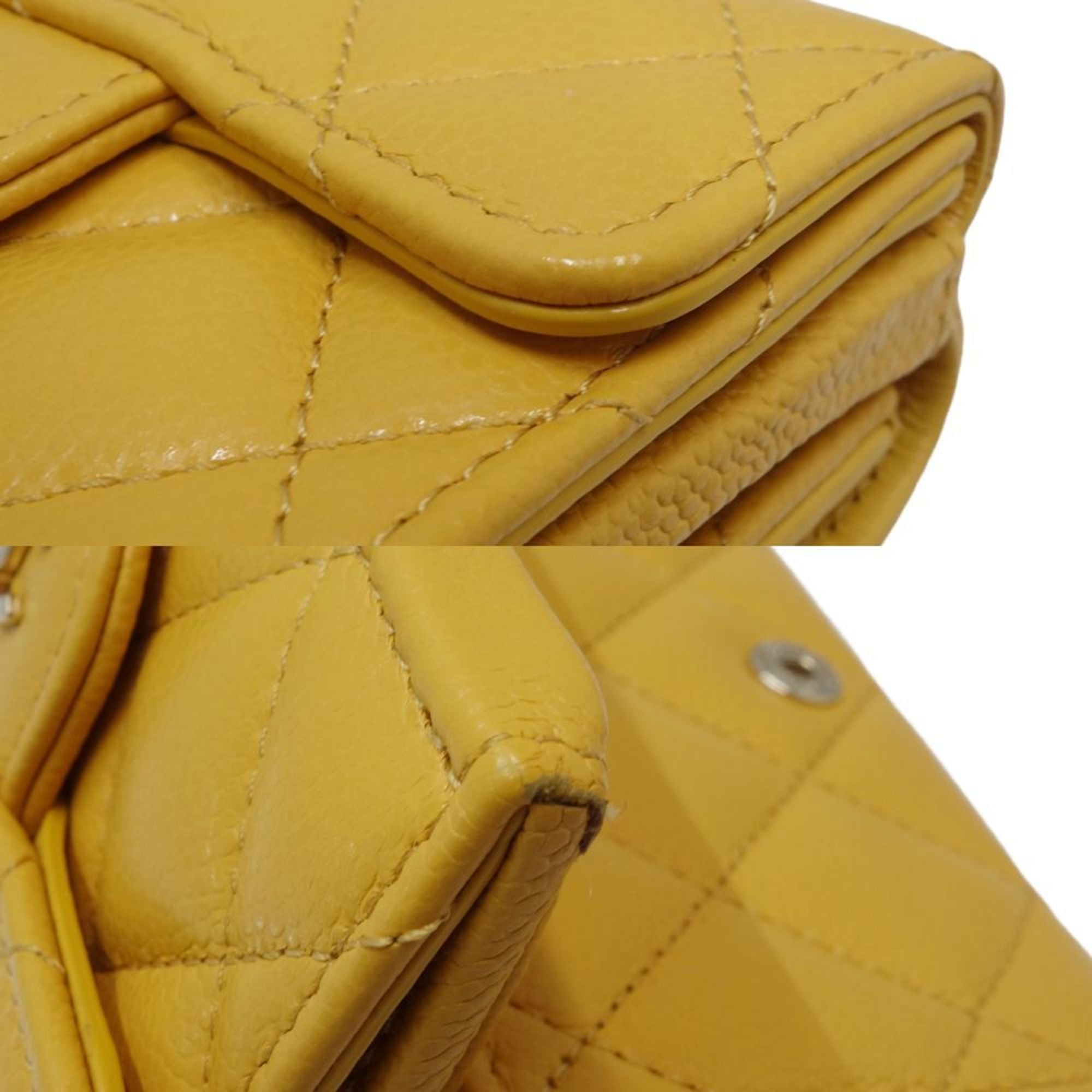 Chanel Yellow Grained Calfskin Wallet (Tri-Fold) (Pre-Owned)