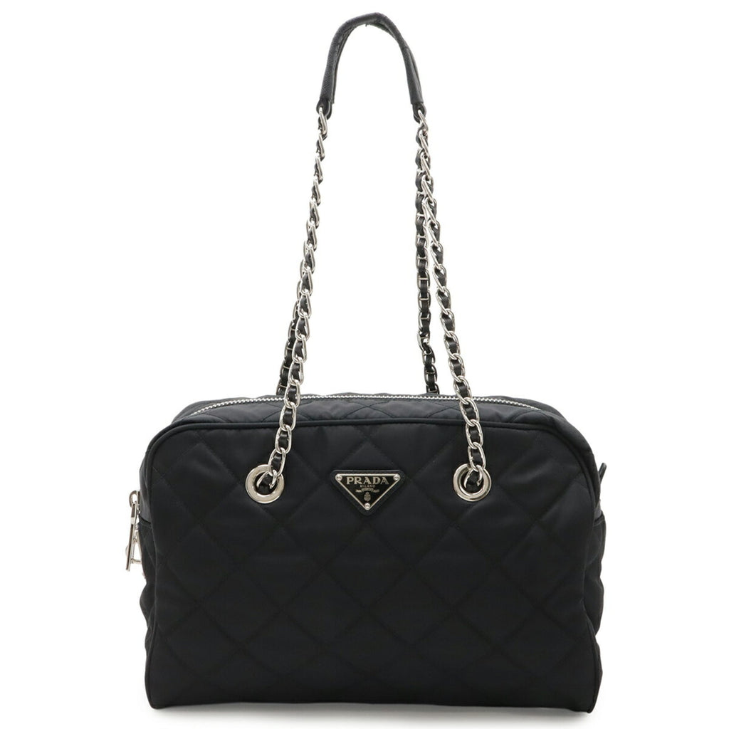 Prada Black Nero Nylon Leather Shoulder Bag (Pre-Owned)