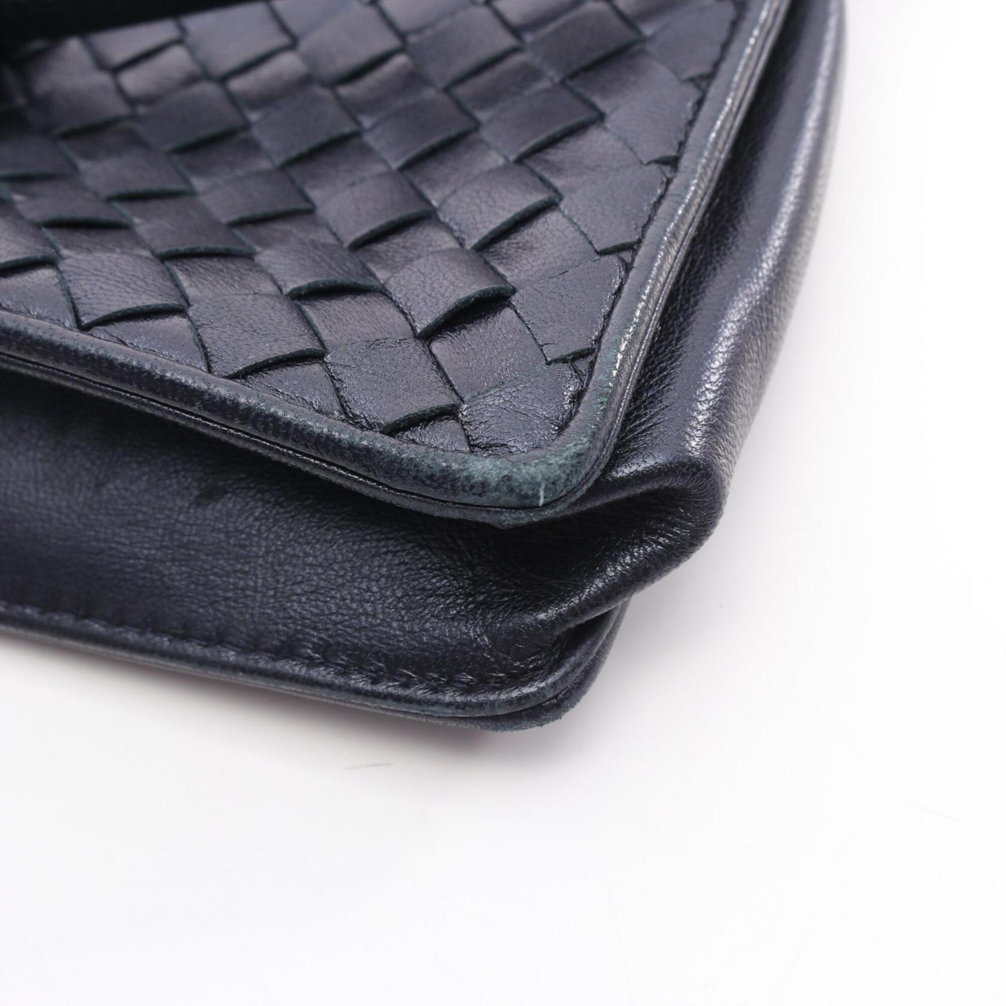 Bottega Veneta Navy Intrecciato Shoulder Bag (Pre-Owned)