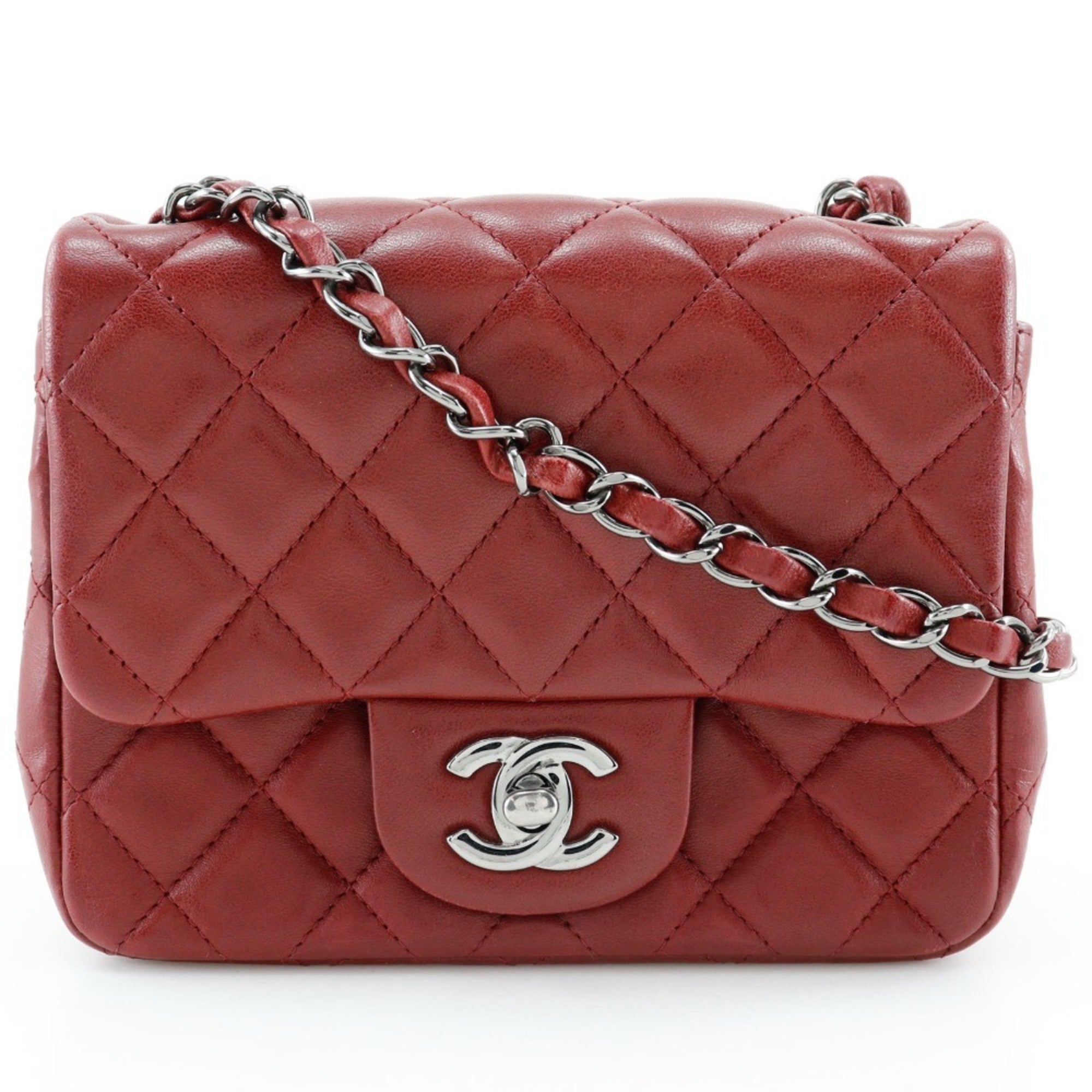 Chanel Red Color Leather Shoulder Bag (Pre-Owned)