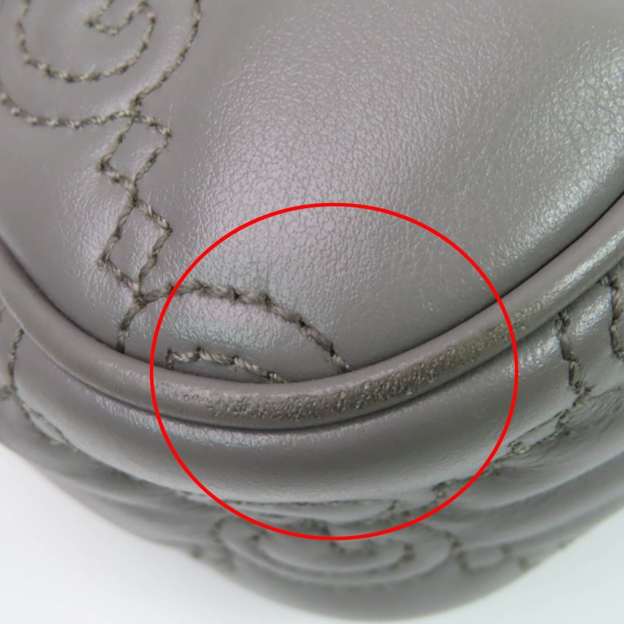 Gucci Gray Leather Handbag Shoulder Bag (Pre-Owned)