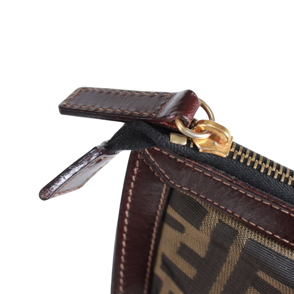 Fendi Brown Canvas Leather Clutch Bag (Pre-Owned)