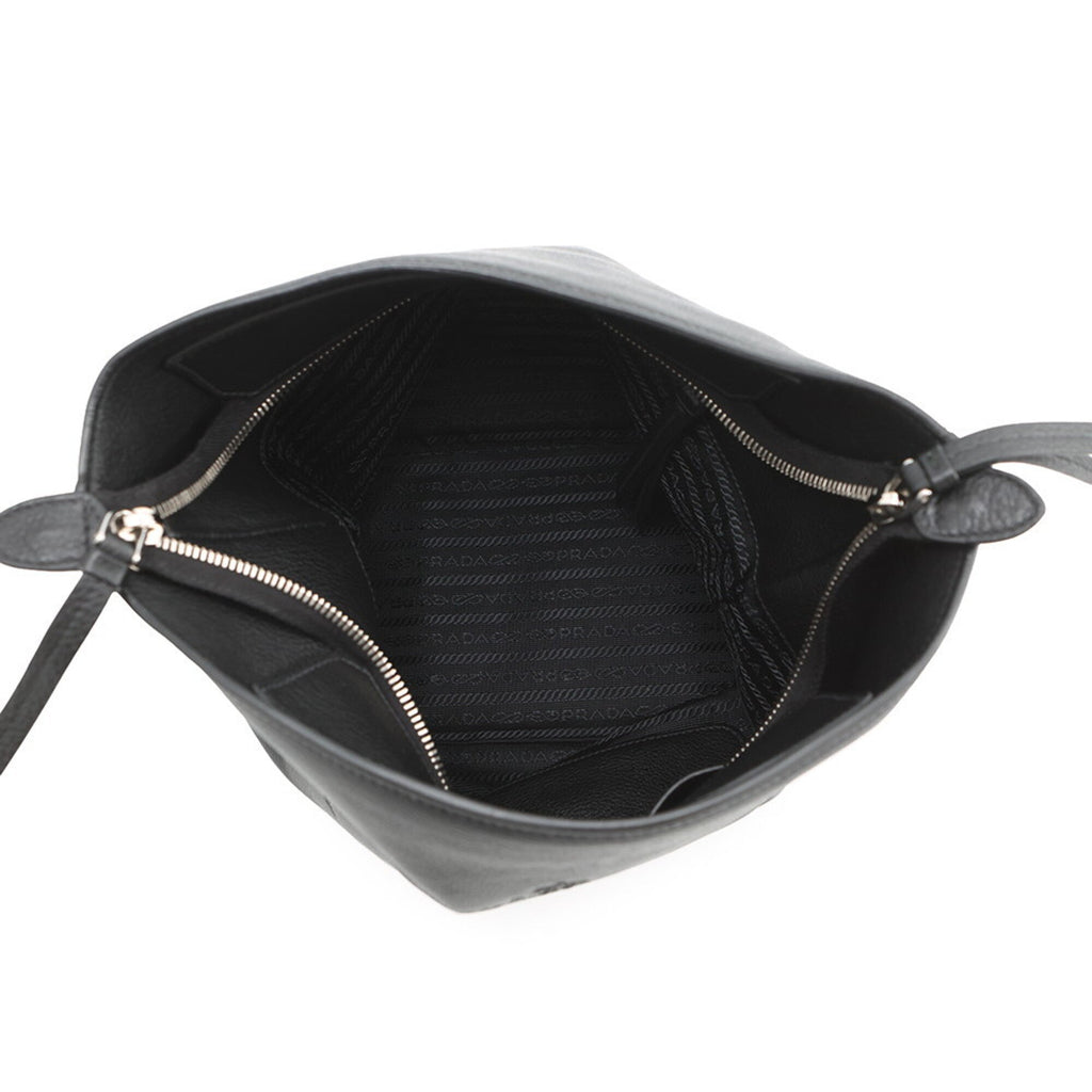 Prada Black Leather Handbag Shoulder Bag (Pre-Owned)