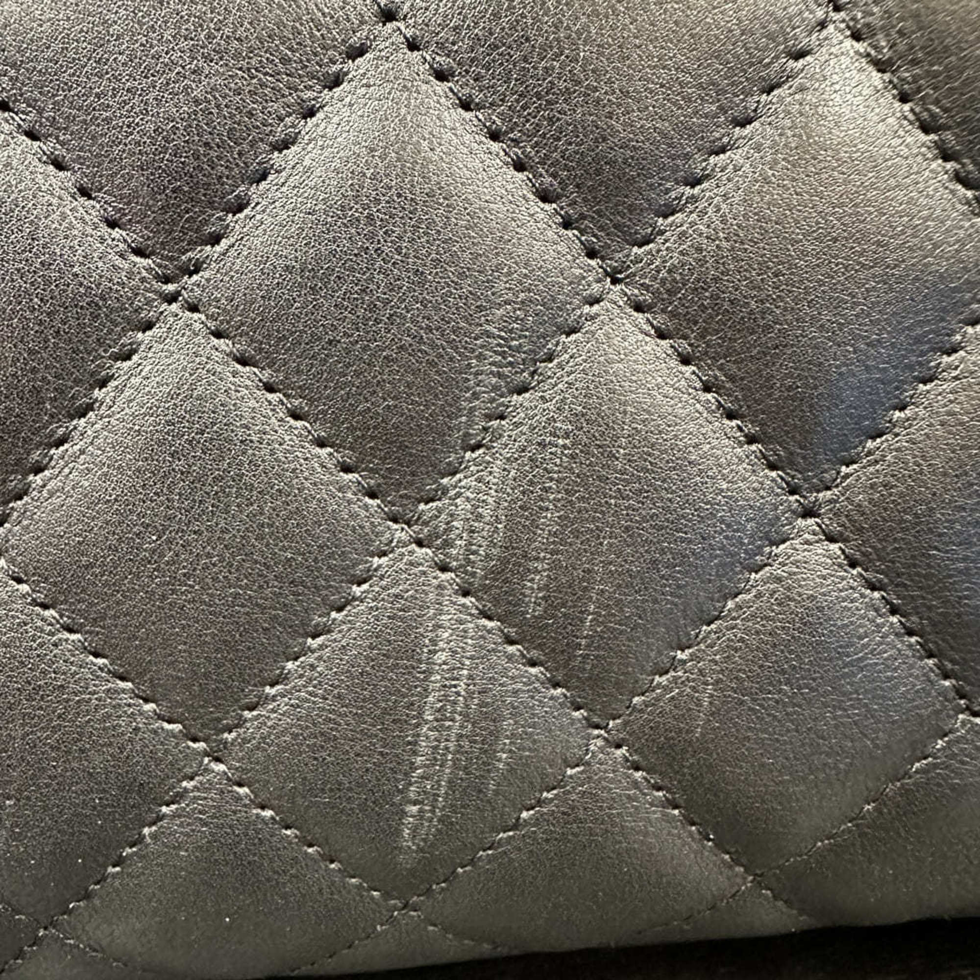 Chanel Black Leather Handbag Shoulder Bag Tote Bag (Pre-Owned)