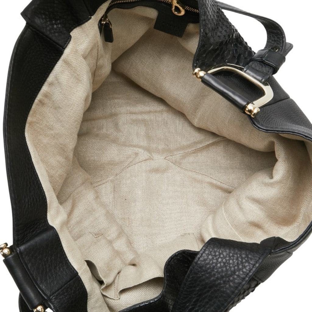 Gucci Black Leather Shoulder Bag Tote Bag (Pre-Owned)