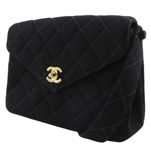 Chanel Black Cotton Shoulder Bag (Pre-Owned)