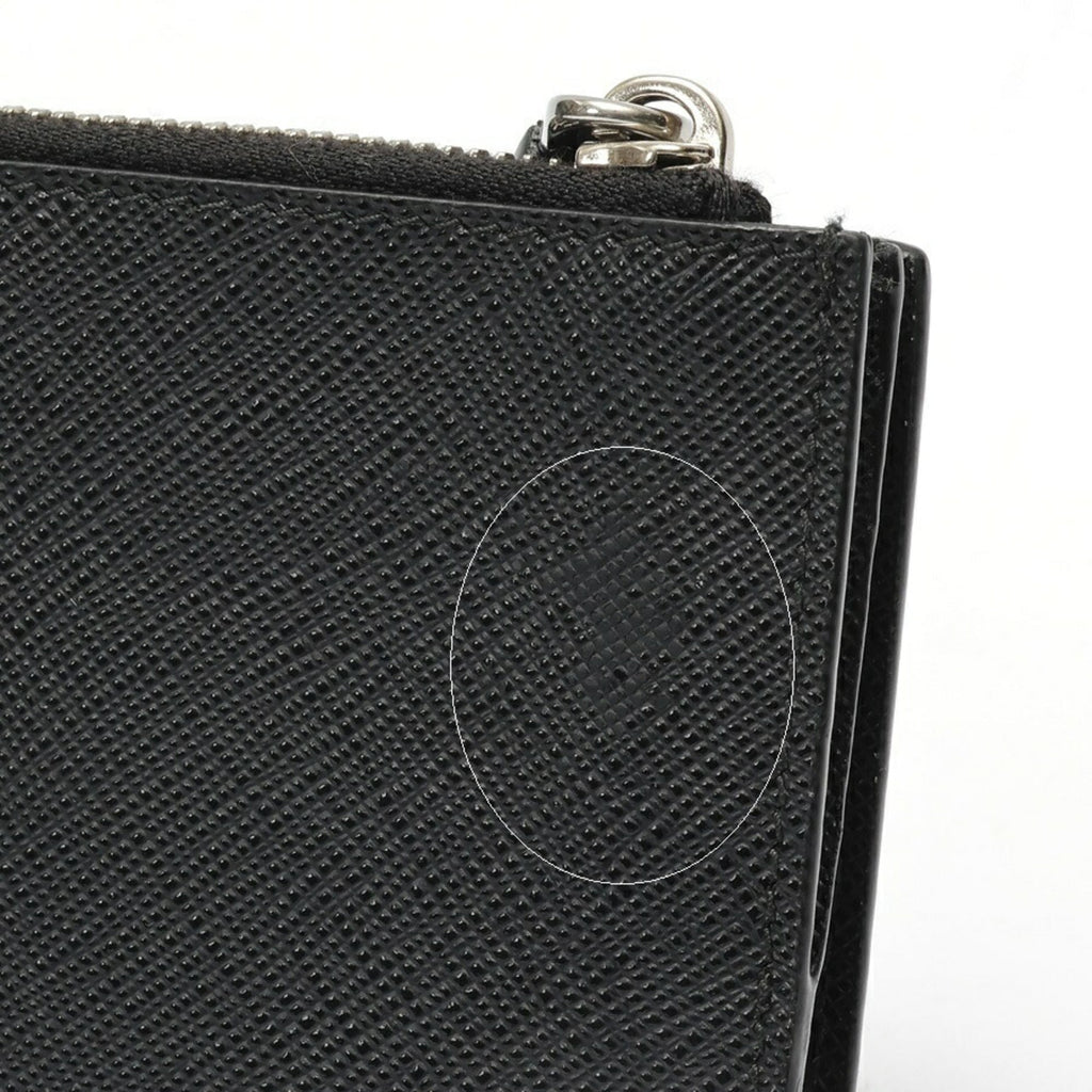 Prada Black Saffiano Triangle Wallet (Bi-Fold) (Pre-Owned)