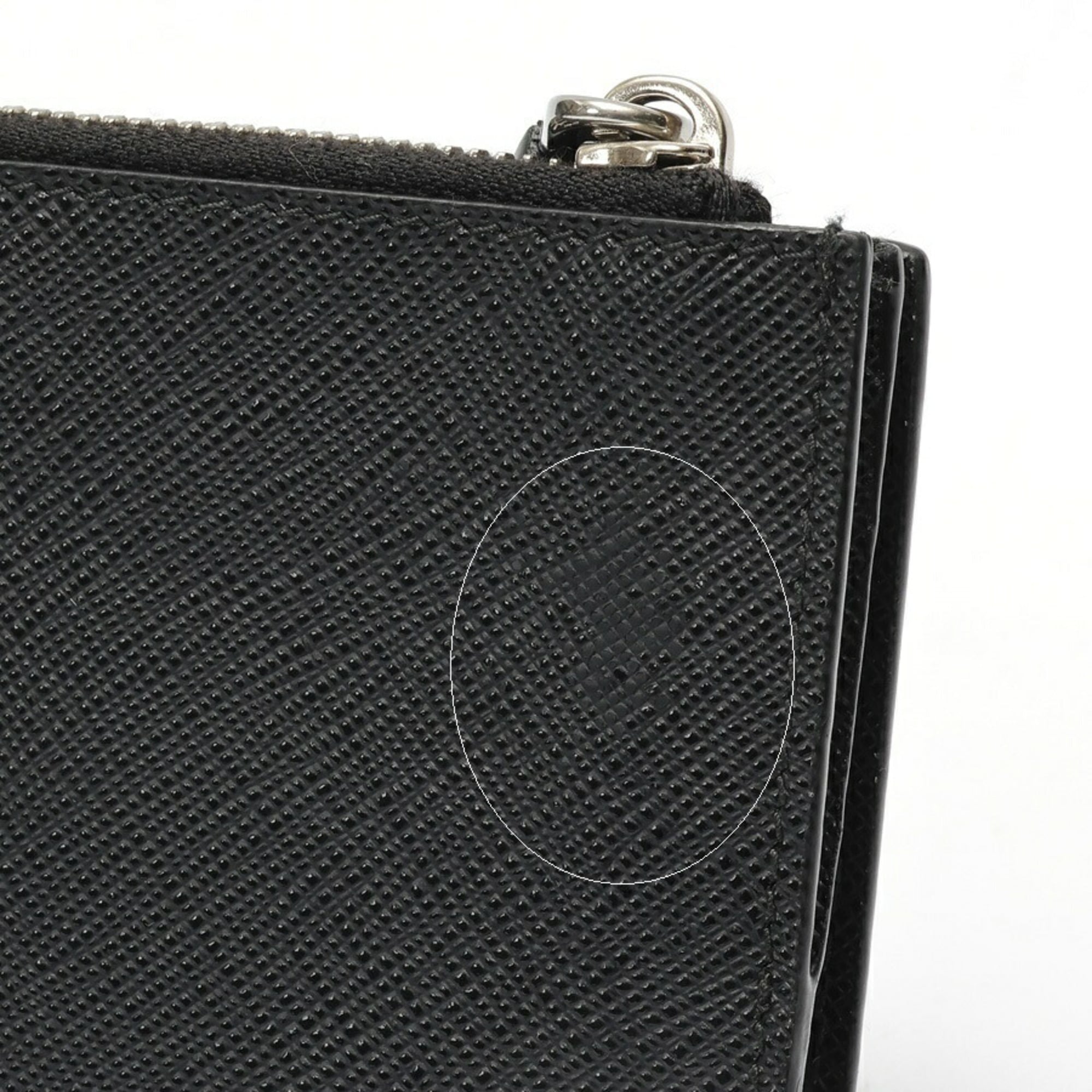 Prada Black Saffiano Triangle Wallet (Bi-Fold) (Pre-Owned)