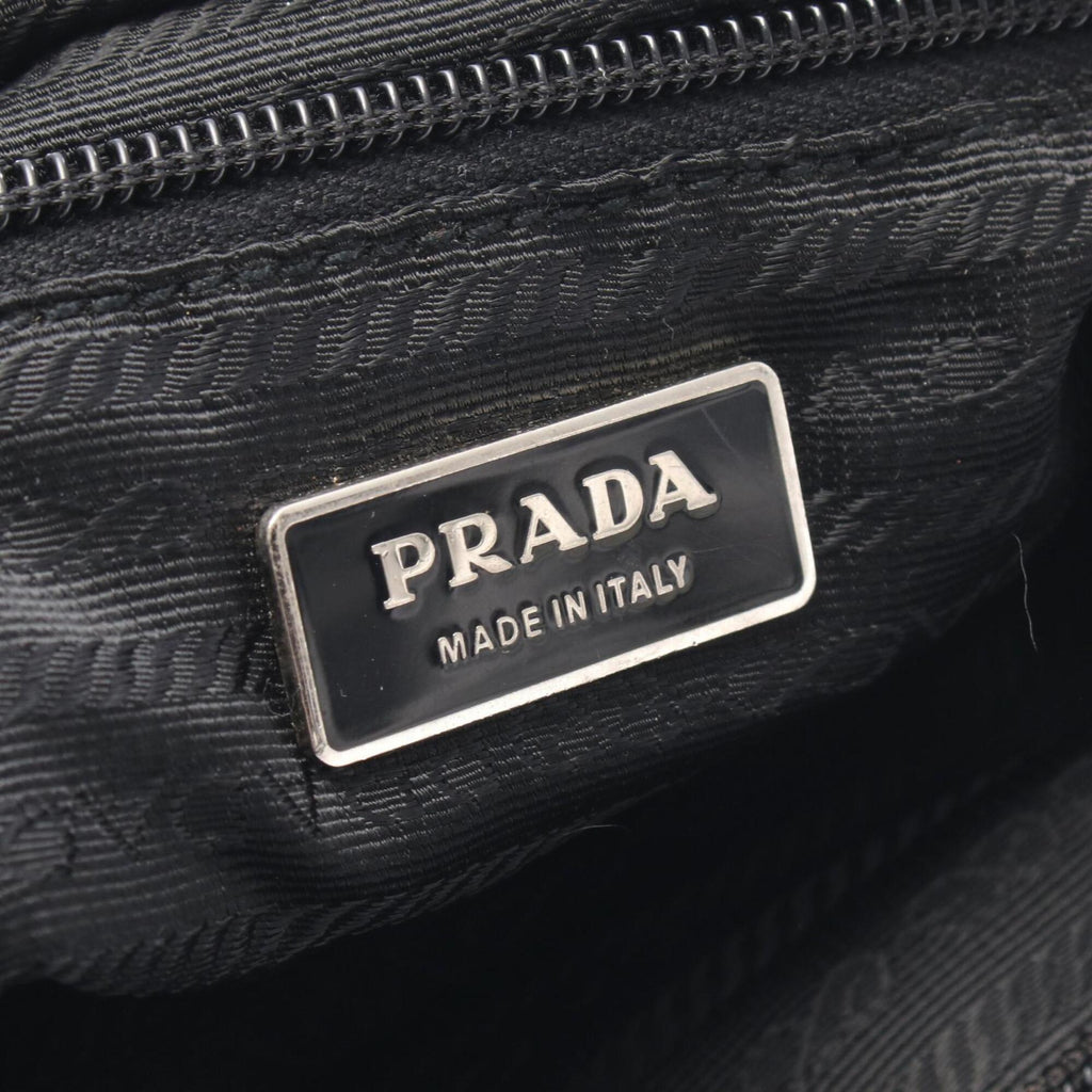 Prada Black Nylon Leather Handbag Shoulder Bag (Pre-Owned)