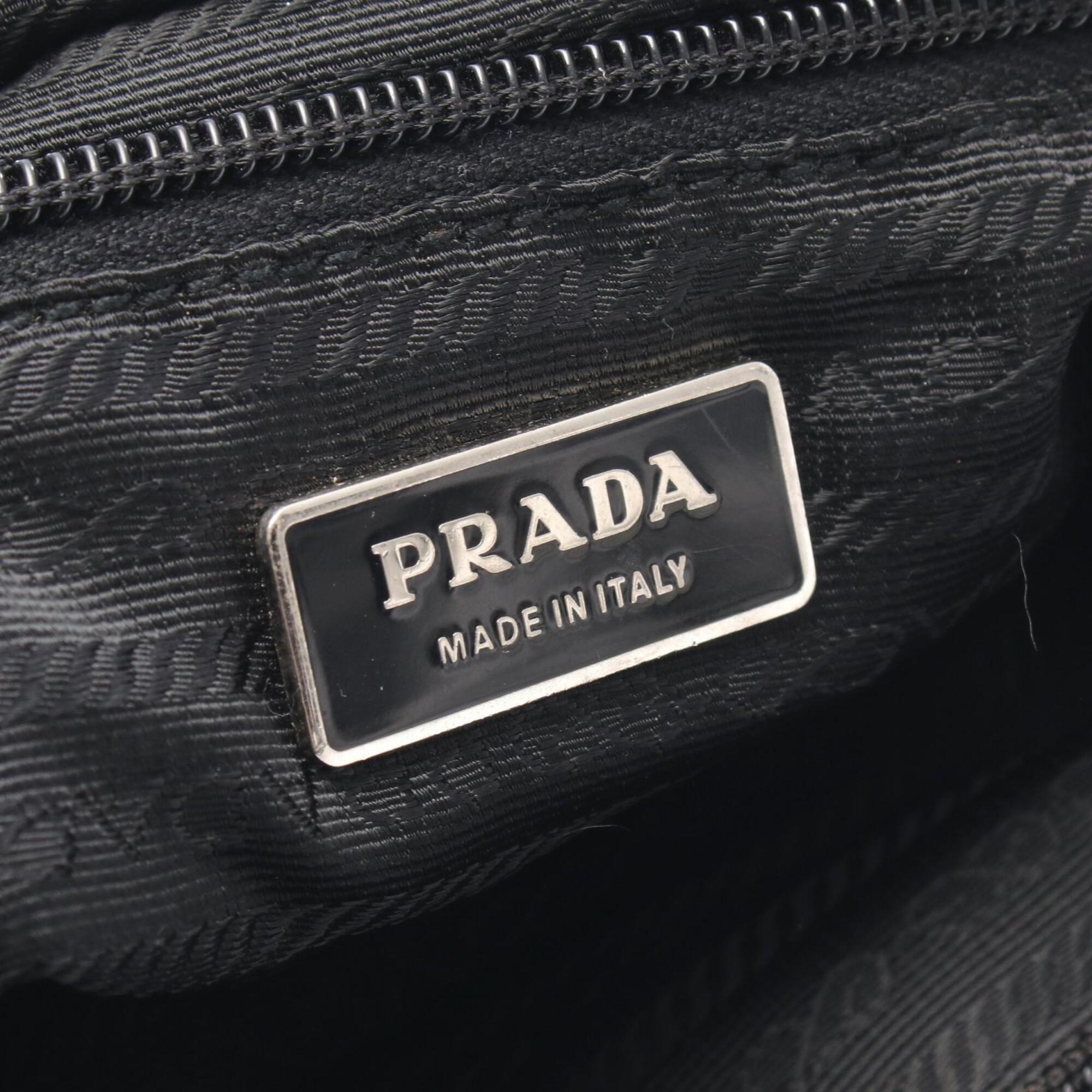 Prada Black Nylon Leather Handbag Shoulder Bag (Pre-Owned)