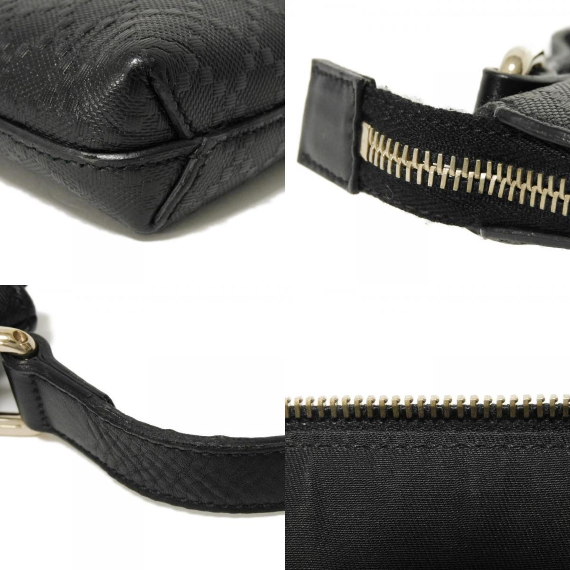 Gucci Diamante Black Leather Messenger Bag Shoulder Bag (Pre-Owned)