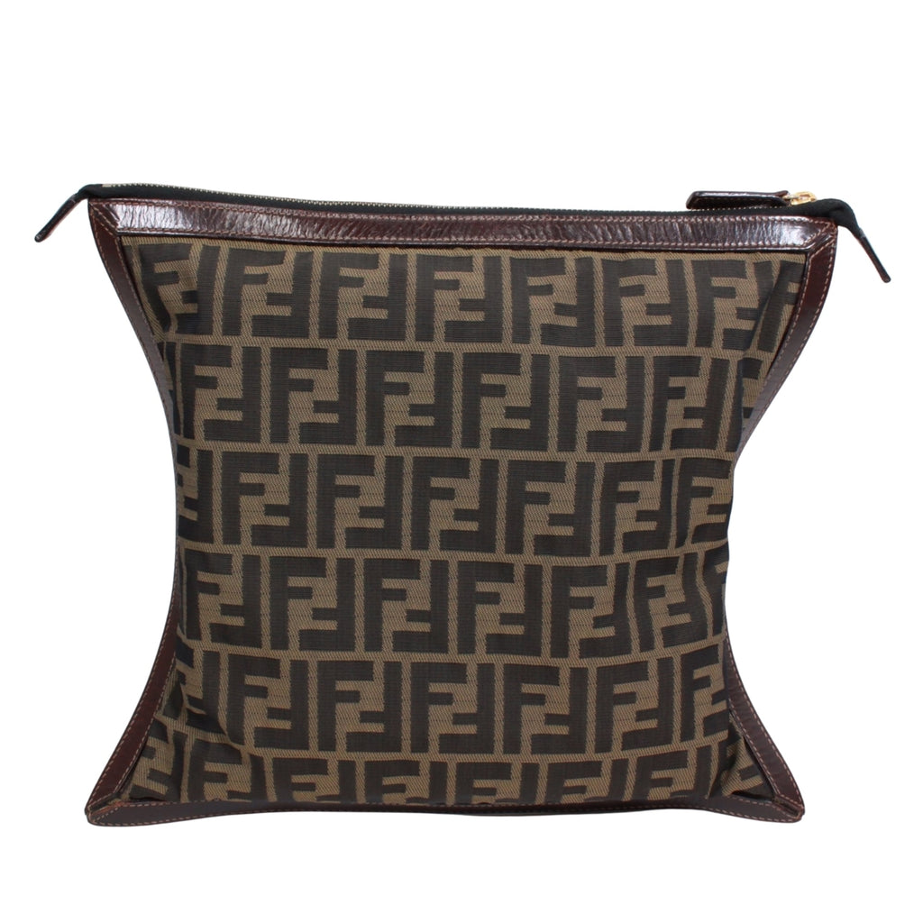 Fendi Brown Canvas Leather Clutch Bag (Pre-Owned)