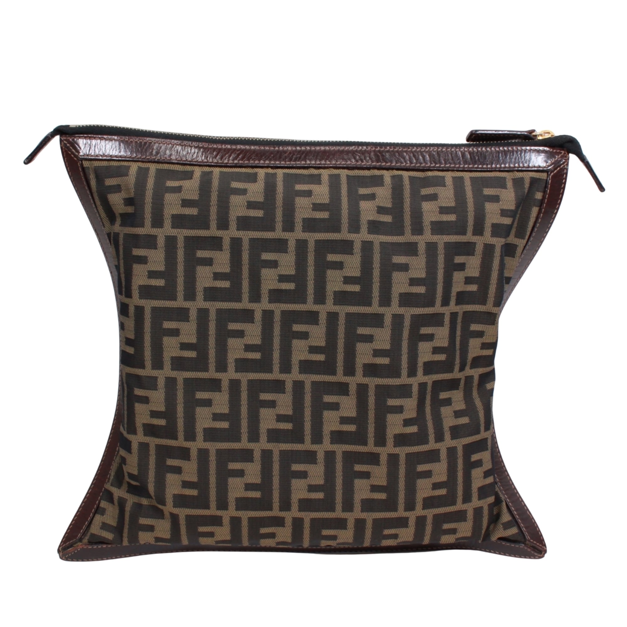 Fendi Brown Canvas Leather Clutch Bag (Pre-Owned)