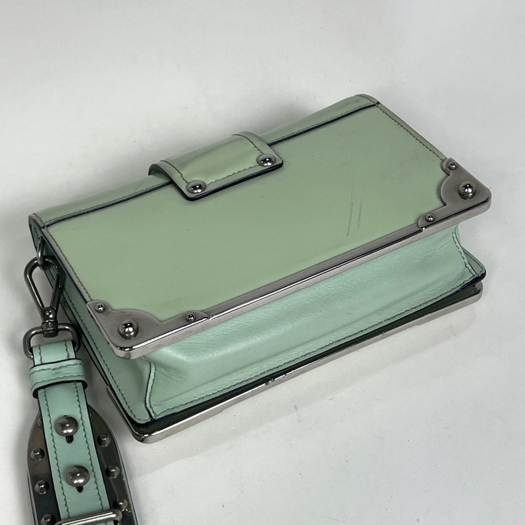 Prada Green Leather Clutch Bag Shoulder Bag (Pre-Owned)