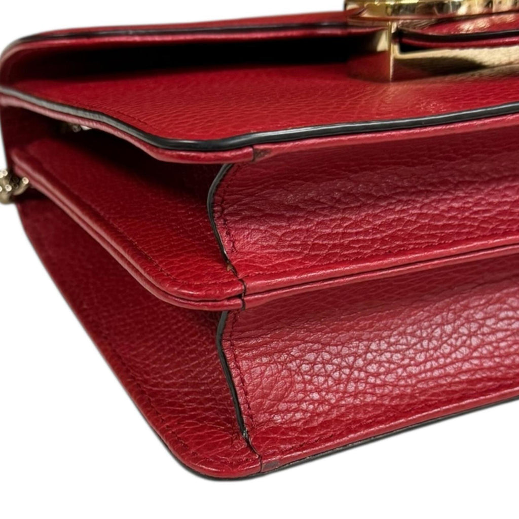 Gucci Red Color Leather Shoulder Bag (Pre-Owned)