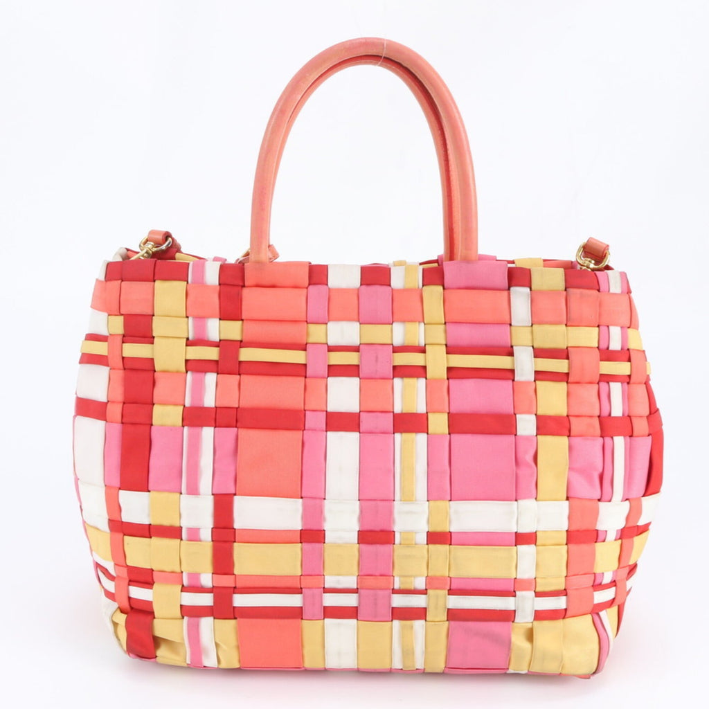 Prada Multi-Color Nylon Leather Shoulder Bag Tote Bag (Pre-Owned)