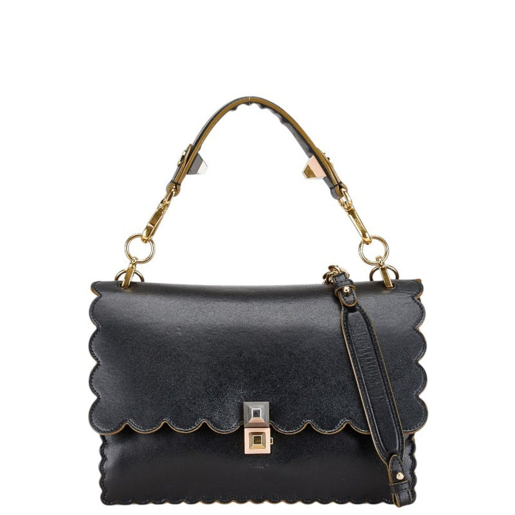 Fendi Black Leather Handbag Shoulder Bag (Pre-Owned)
