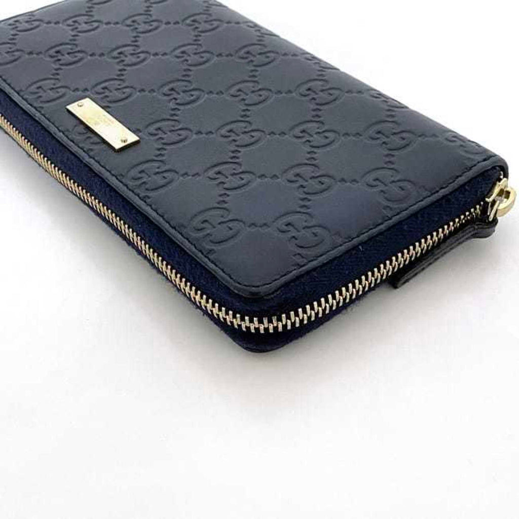 Gucci Navy Leather Long Wallet (Bi-Fold) (Pre-Owned)