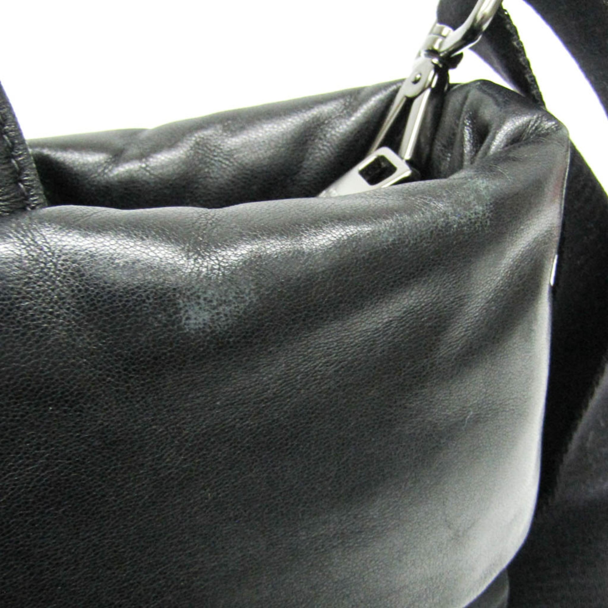 Prada Convertible Double Tote Nappa Leather And Tessuto Black Nylon Handbag (Pre-Owned)