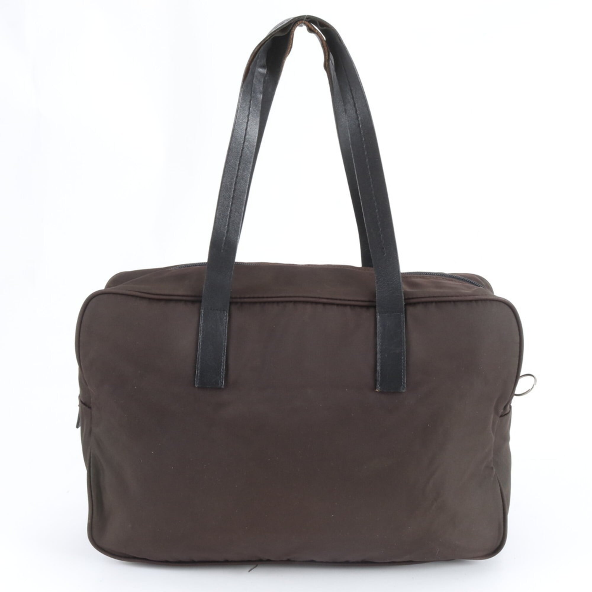 Prada Brown Nylon Leather Handbag Tote Bag (Pre-Owned)