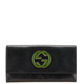 Gucci Black Green Leather Coin Purse/Coin Case (Pre-Owned)