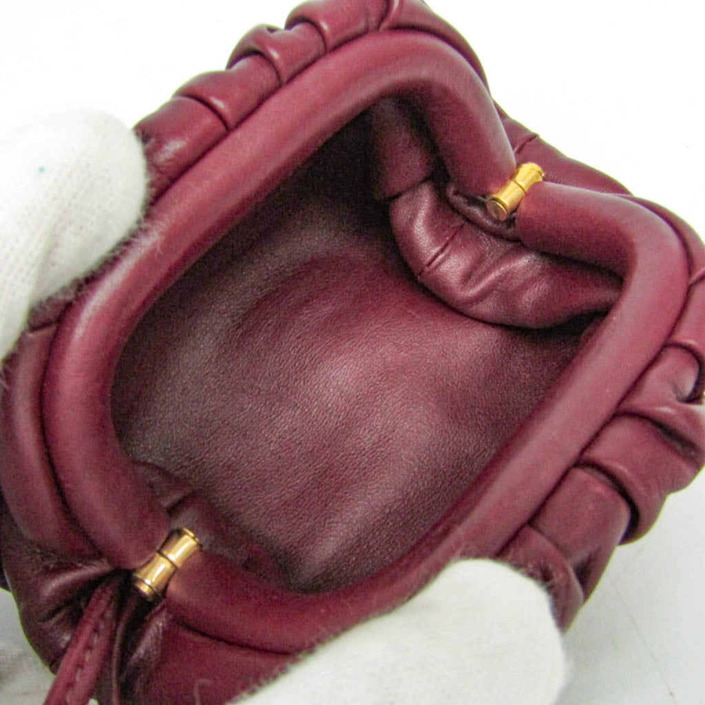 Bottega Veneta The Pouch Leather Burgundy Leather Clutche & Pouche Bag (Pre-Owned)