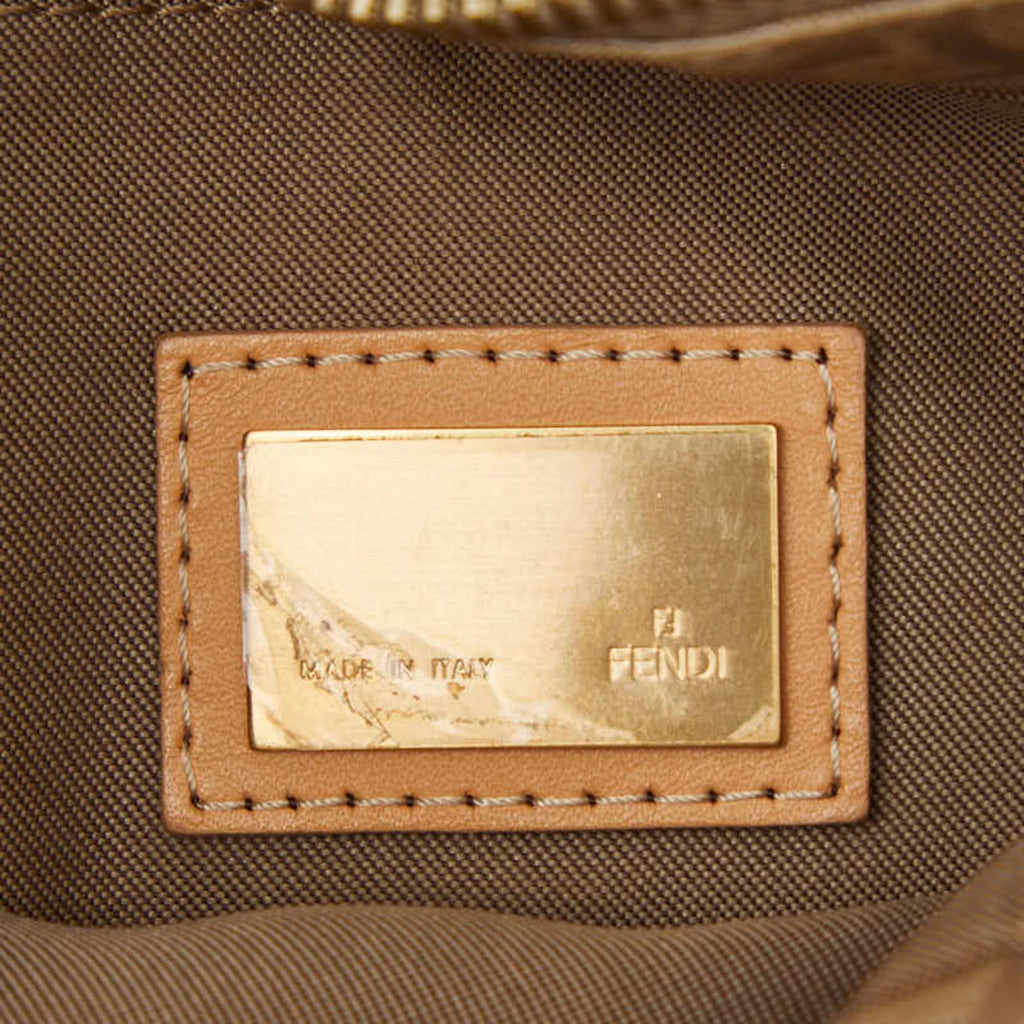 Fendi Beige Nylon Leather Handbag Tote Bag (Pre-Owned)
