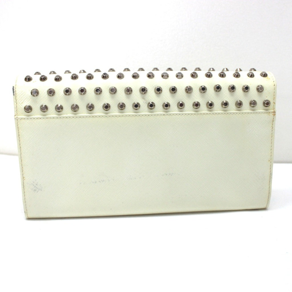 Prada White Leather Long Wallet (Bi-Fold) (Pre-Owned)