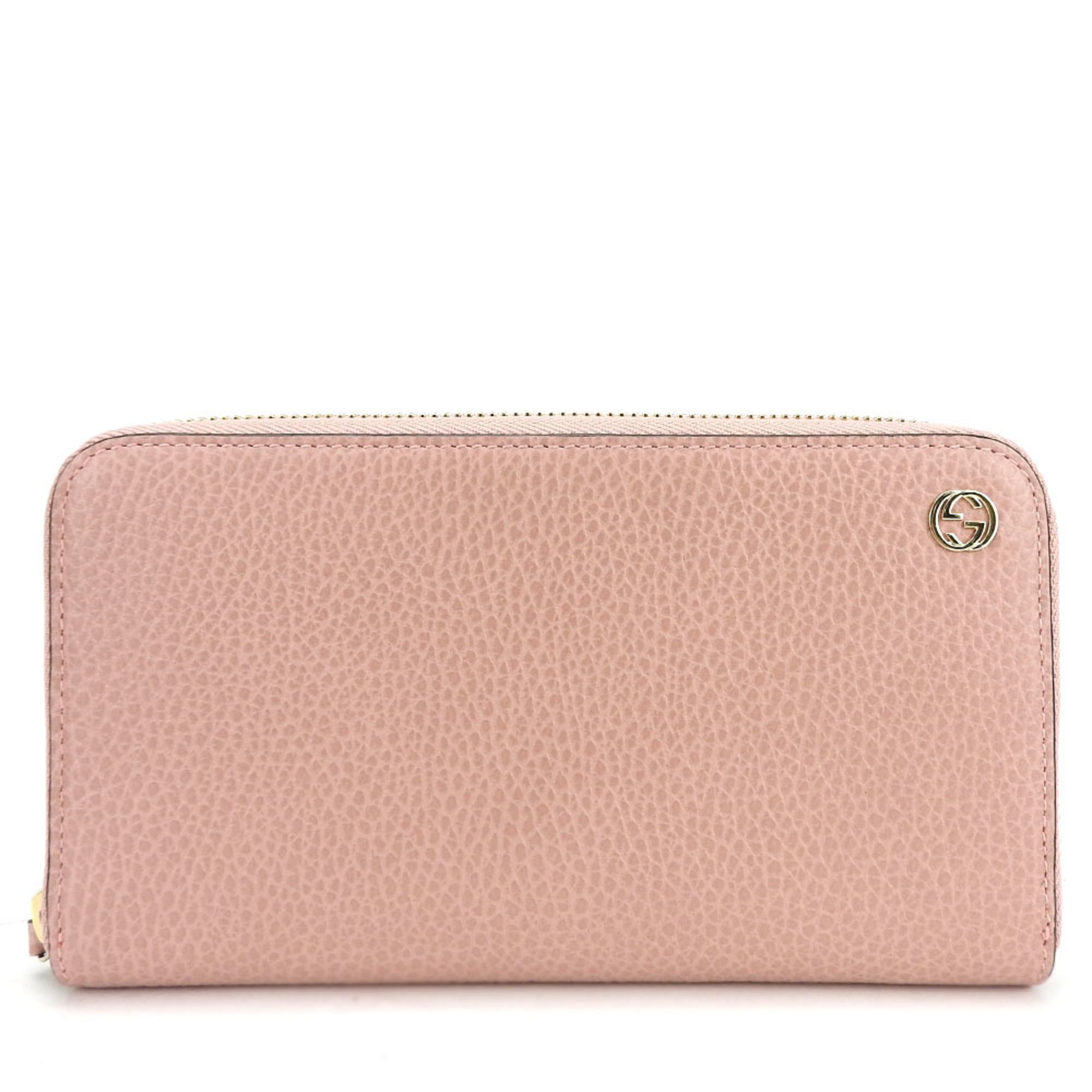 Gucci Pink Leather Long Wallet (Bi-Fold) (Pre-Owned)
