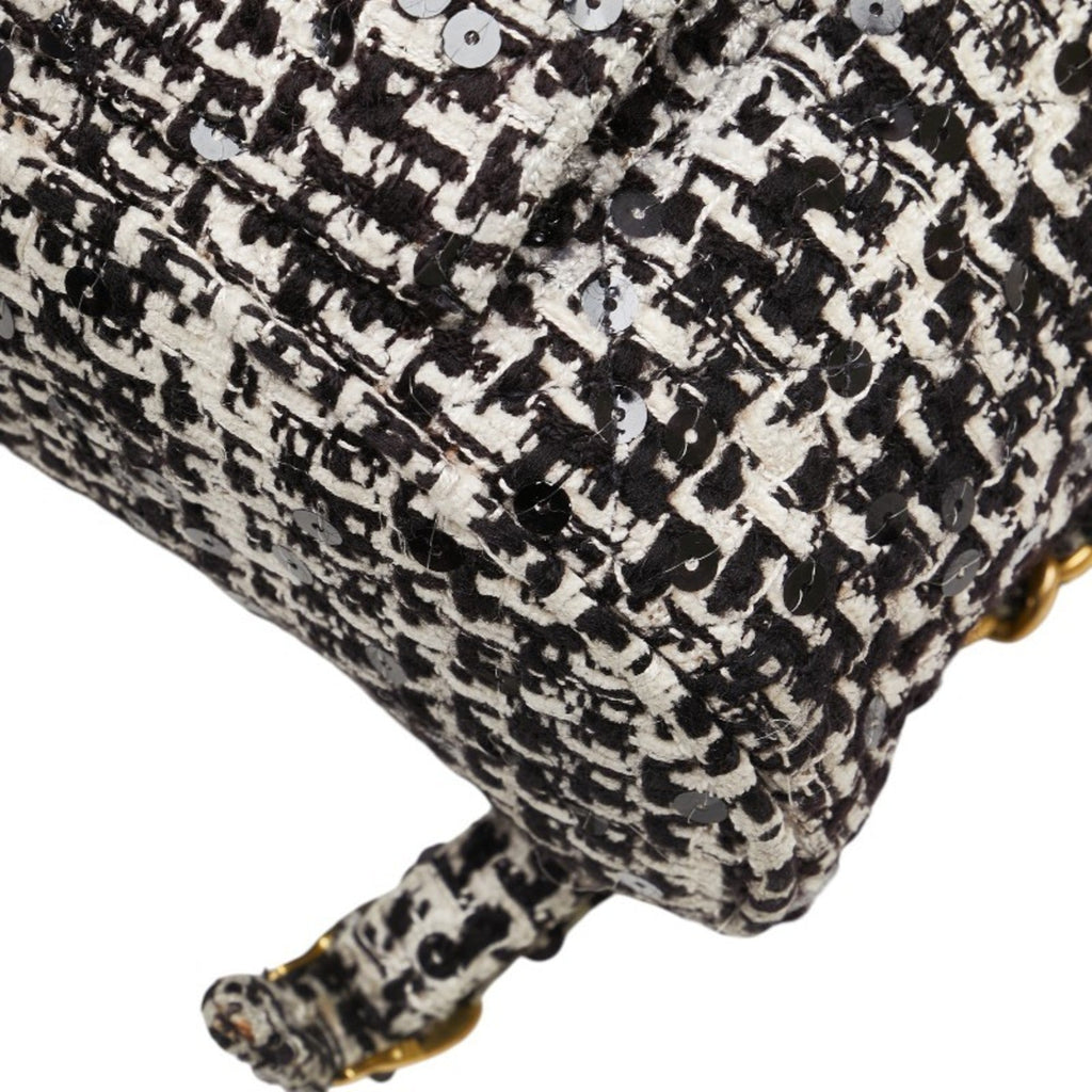Chanel Black White Tweed Spangles Backpack (Pre-Owned)