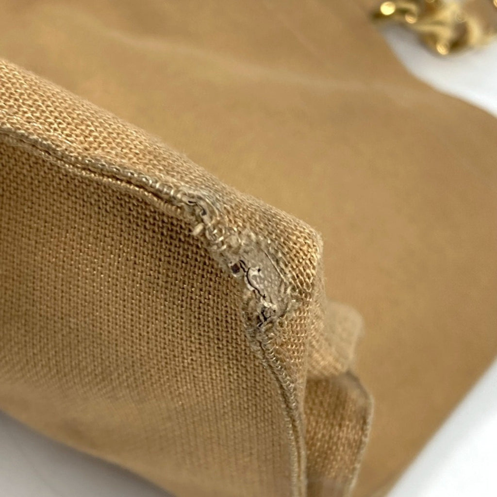 Chanel Beige Black Canvas Shoulder Bag Tote Bag (Pre-Owned)