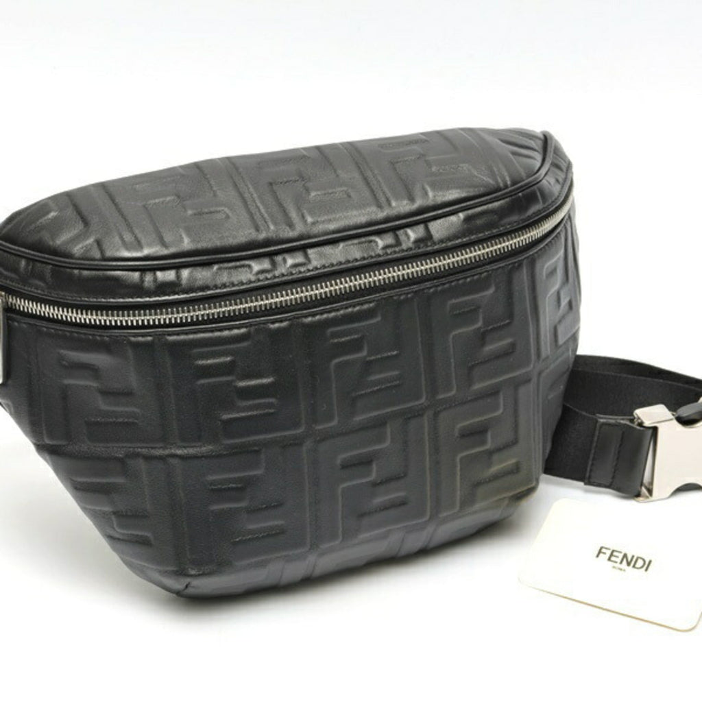Fendi Black Leather Fanny Pack Sling Bag (Pre-Owned)