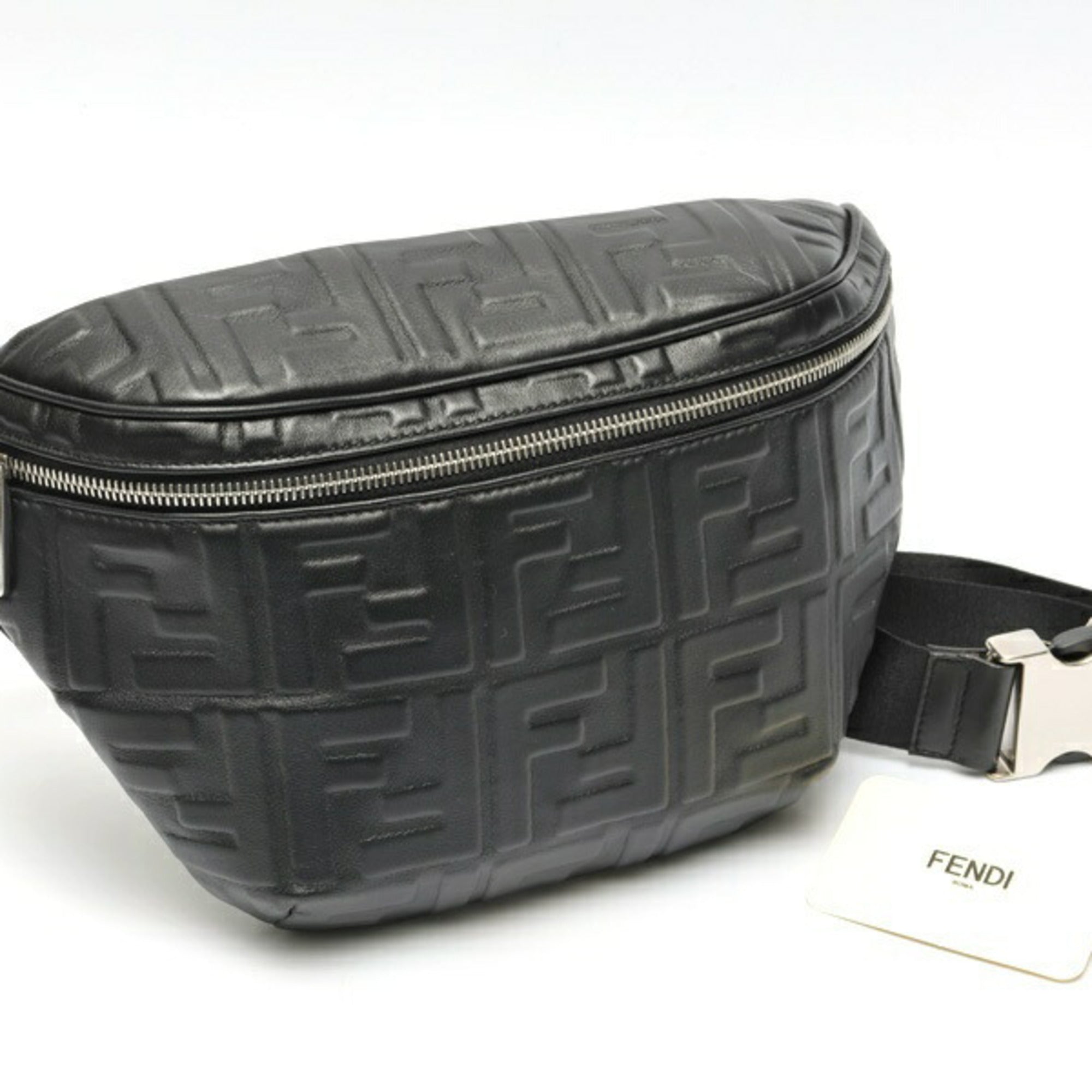 Fendi Black Leather Fanny Pack Sling Bag (Pre-Owned)